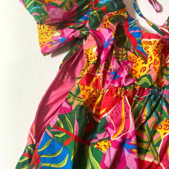 Shein VCay Riccolta Carta Pap 21 Floral Tropical Mini Dress Size M/6 Multi NWT - Picture 8 of 16